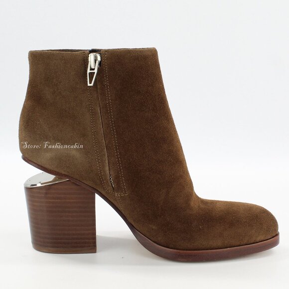 NEW Rare Alexander Wang Gabi Suede Ankle Boots | Cutout Heel | Iconic Designer - Picture 8 of 15